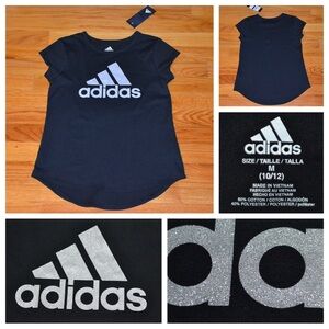 Youth girls Adidas shimmer logo t-shirt, size M 10/12 NWT